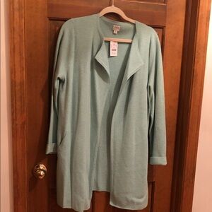JCrew Juliette Long Mint Open-Front Cardigan